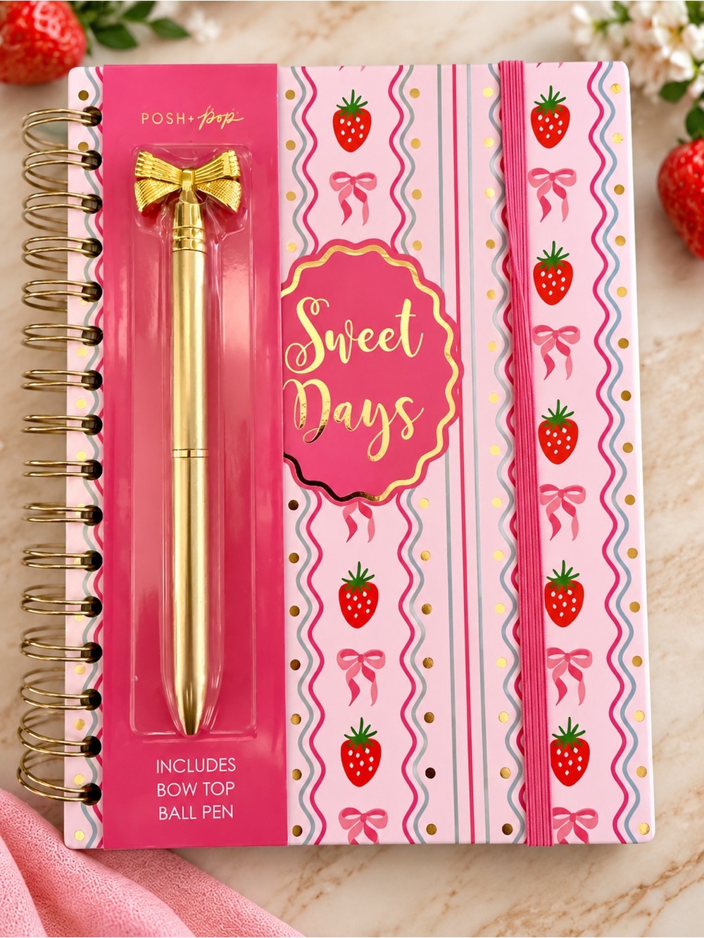 Journal & Pen Set: Sweet Days Strawberry Spiralbound